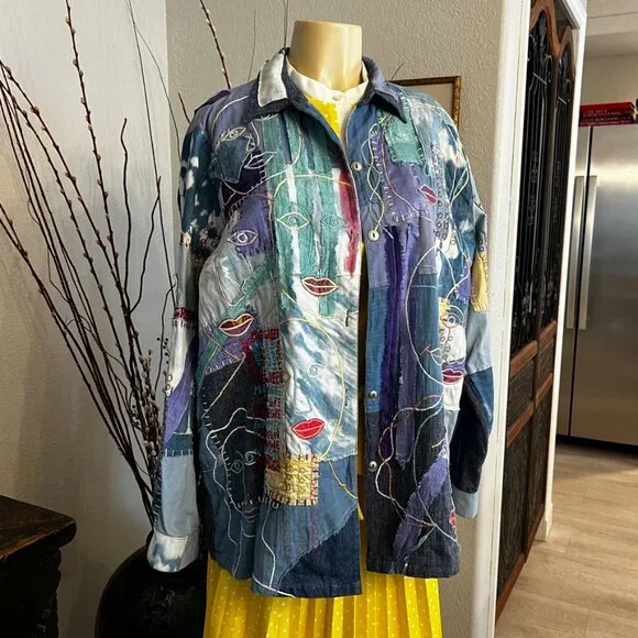 CANDY STARKMAN Art Asembled Long Sleeved Denim Shirt / Lightweight Jacket - Picture 3 of 7